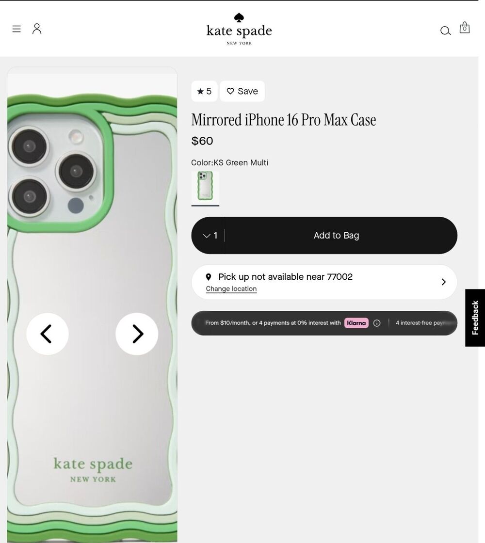 Kate Spade Mirrored Wavy MagSafe Cell Phone Case iPhone 16 Pro Max Brand New - Picture 8 of 16
